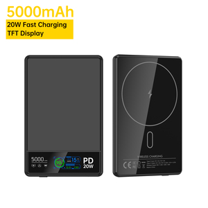 Custom Logo 2-in-1 Quick Charger Power Bank 22.5W Magnetic Aluminum Alloy Case Tempered Glass Type-C Wireless Charging TFT