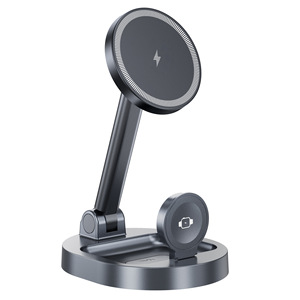 Three-in-One Stack Wireless Charger for Magsafe Headphones Watch with Fast 15W Charging QC3.0 Function Type-C Port
